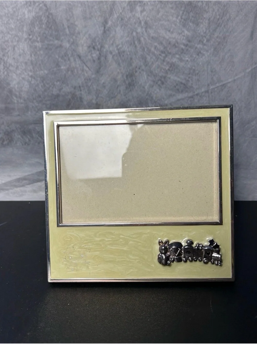 Silver and Cream Baby Train Picture Frame